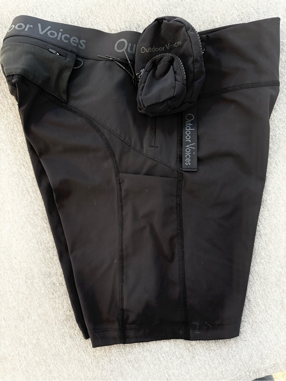 Outdoor Voices Black Women's Performance Bike Shorts with Branded Waistband